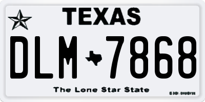 TX license plate DLM7868
