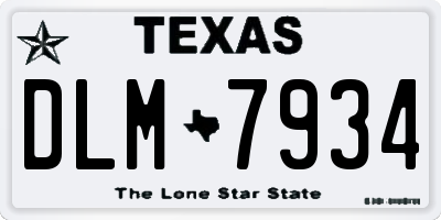 TX license plate DLM7934