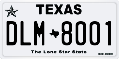 TX license plate DLM8001