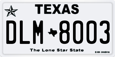 TX license plate DLM8003