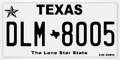 TX license plate DLM8005