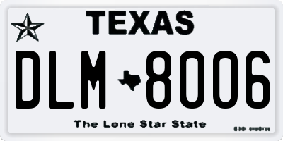 TX license plate DLM8006