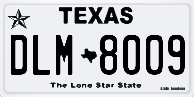 TX license plate DLM8009