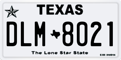 TX license plate DLM8021