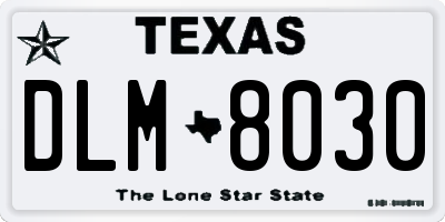 TX license plate DLM8030
