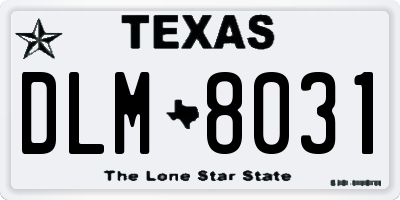 TX license plate DLM8031