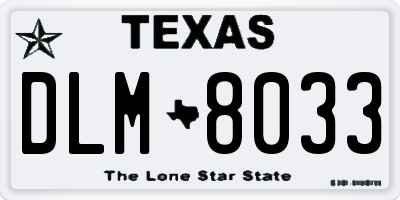 TX license plate DLM8033