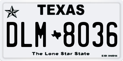 TX license plate DLM8036