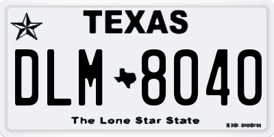 TX license plate DLM8040