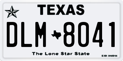 TX license plate DLM8041