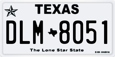 TX license plate DLM8051