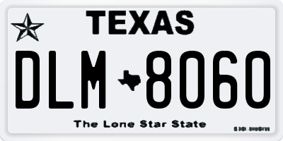 TX license plate DLM8060