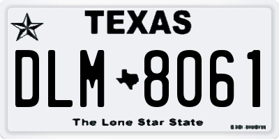 TX license plate DLM8061