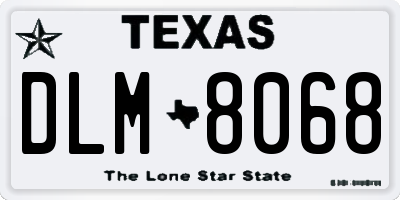 TX license plate DLM8068