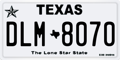 TX license plate DLM8070