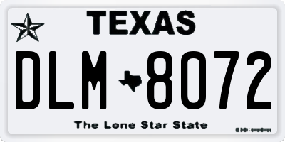TX license plate DLM8072