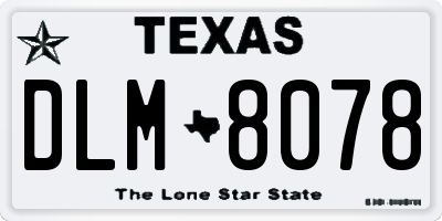 TX license plate DLM8078