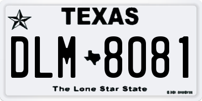 TX license plate DLM8081