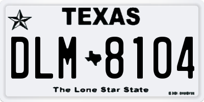 TX license plate DLM8104
