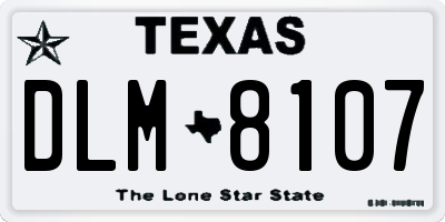 TX license plate DLM8107