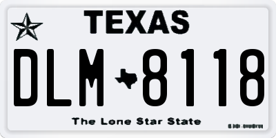 TX license plate DLM8118
