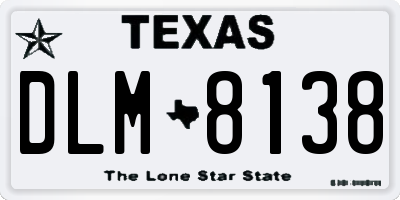 TX license plate DLM8138