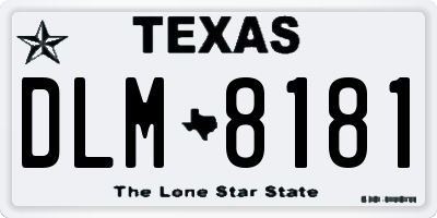 TX license plate DLM8181