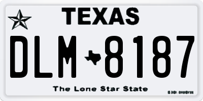 TX license plate DLM8187