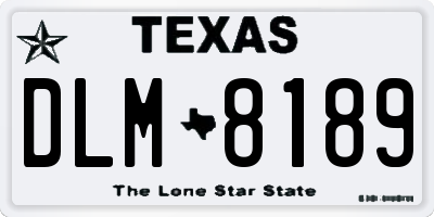 TX license plate DLM8189