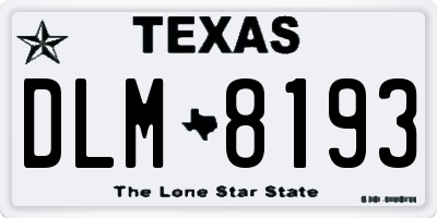 TX license plate DLM8193