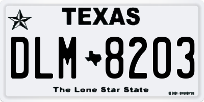 TX license plate DLM8203