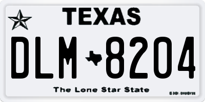 TX license plate DLM8204