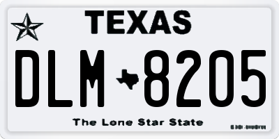 TX license plate DLM8205