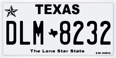 TX license plate DLM8232