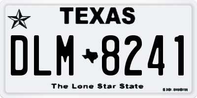 TX license plate DLM8241