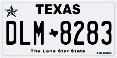 TX license plate DLM8283