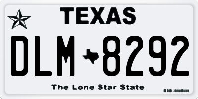 TX license plate DLM8292