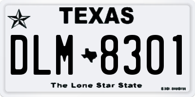 TX license plate DLM8301
