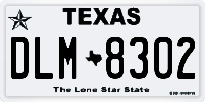TX license plate DLM8302