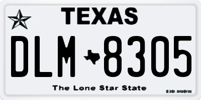 TX license plate DLM8305