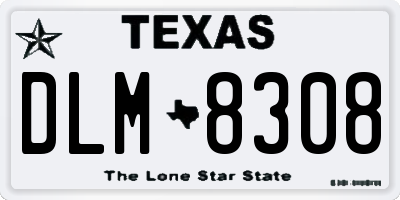 TX license plate DLM8308
