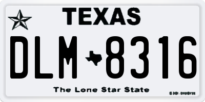 TX license plate DLM8316