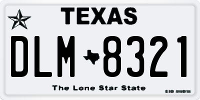 TX license plate DLM8321