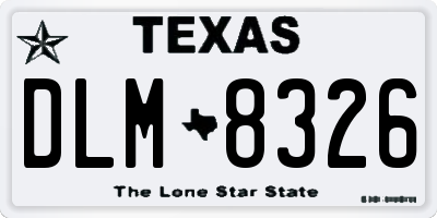 TX license plate DLM8326