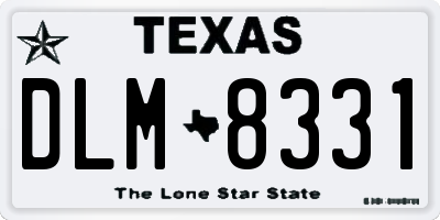 TX license plate DLM8331