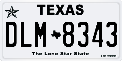 TX license plate DLM8343