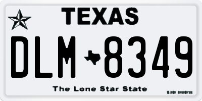 TX license plate DLM8349