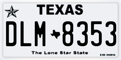 TX license plate DLM8353