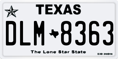 TX license plate DLM8363
