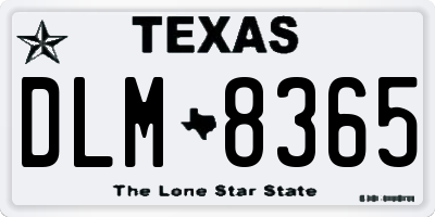 TX license plate DLM8365